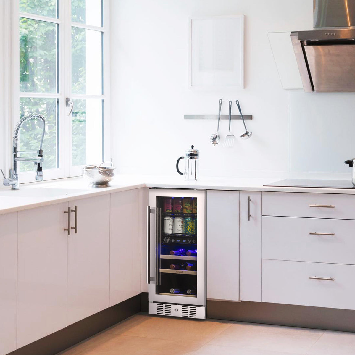 Newair® 48-Can, 9-Bottle Built-in Dual Zone Beverage Fridge - 15"