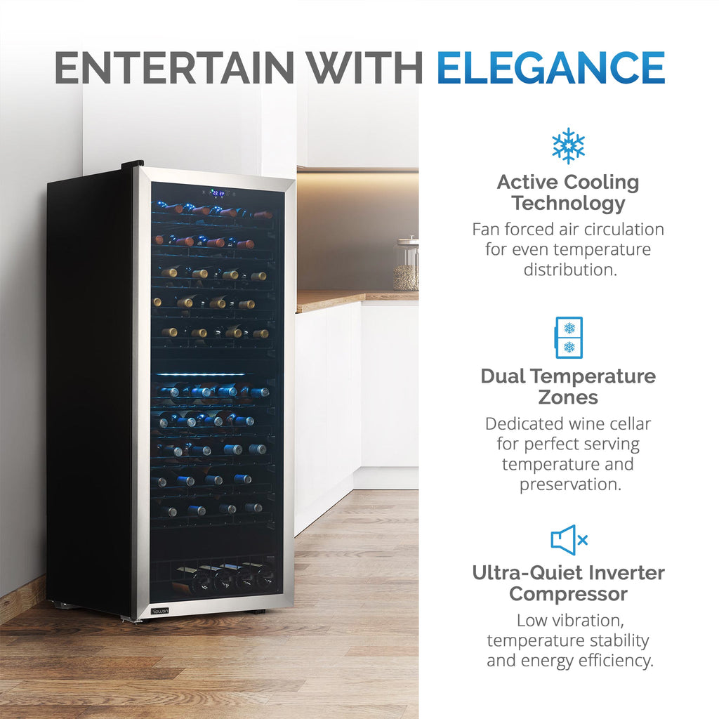 Newair® 98-Bottle 23" Stainless Steel Freestanding Dual Zone Wine Fridge