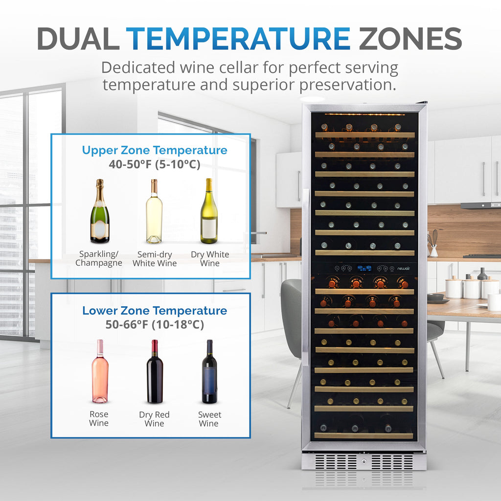 Newair® 160-Bottle 27" Built-In Dual Zone Wine Fridge - Stainless Steel