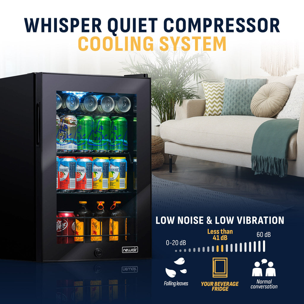 Newair® 90-Can Freestanding Black Beverage Fridge - 17"