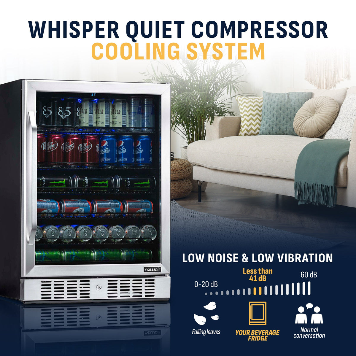 Newair® 177-Can Built-In Beverage Fridge in Stainless Steel - 24"