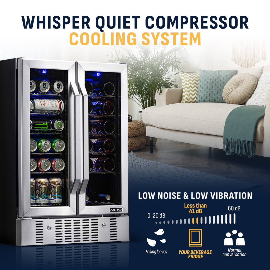 Newair® 24” Dual Zone Wine and Beverage Fridge in Stainless Steel