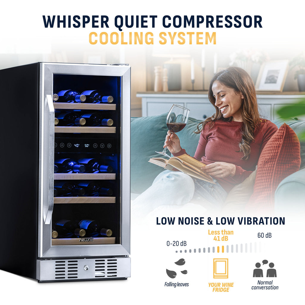 Newair® 29-Bottle 14.8" Stainless Steel Built-In Dual Zone Wine Fridge