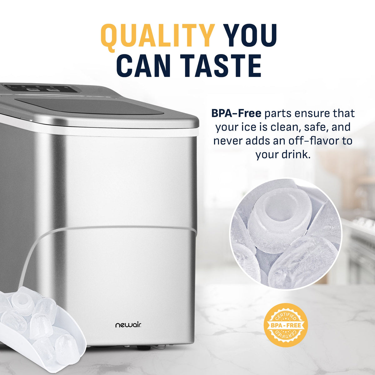 Newair® Countertop Bullet Ice Maker in Matte Black or Metallic Silver, 26 lbs/Day