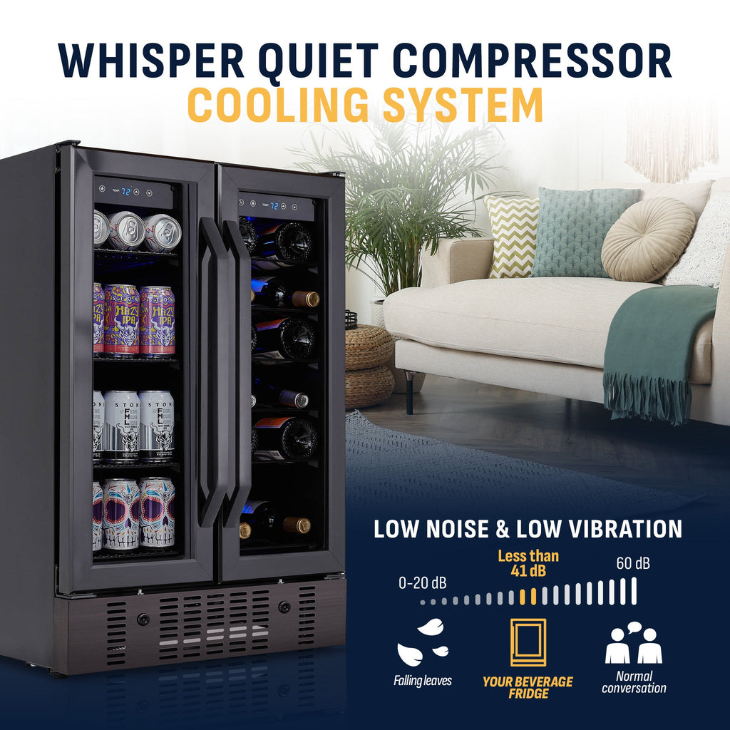 Newair® 24" Black Stainless Steel Dual Zone Wine and Beverage Fridge