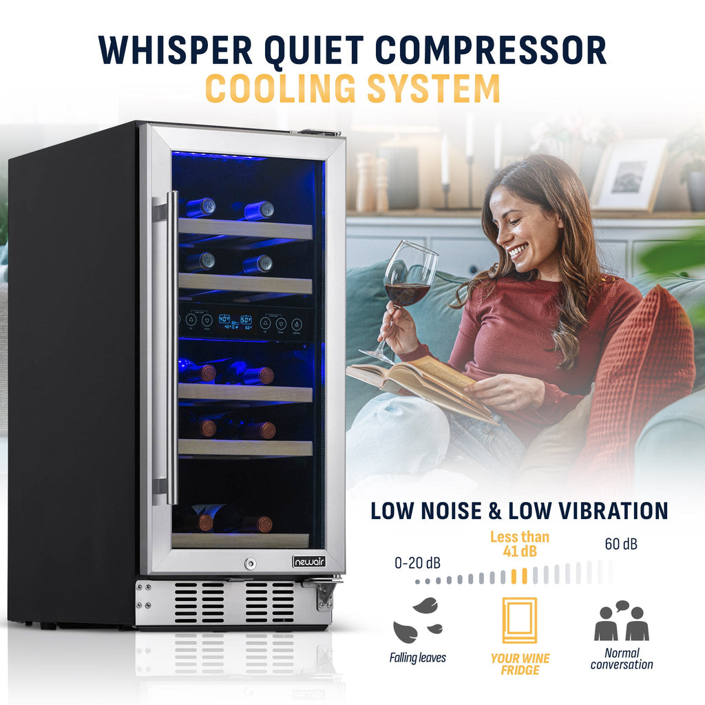 Newair® 29-Bottle 14.8" Stainless Steel Built-In Dual Zone Wine Fridge