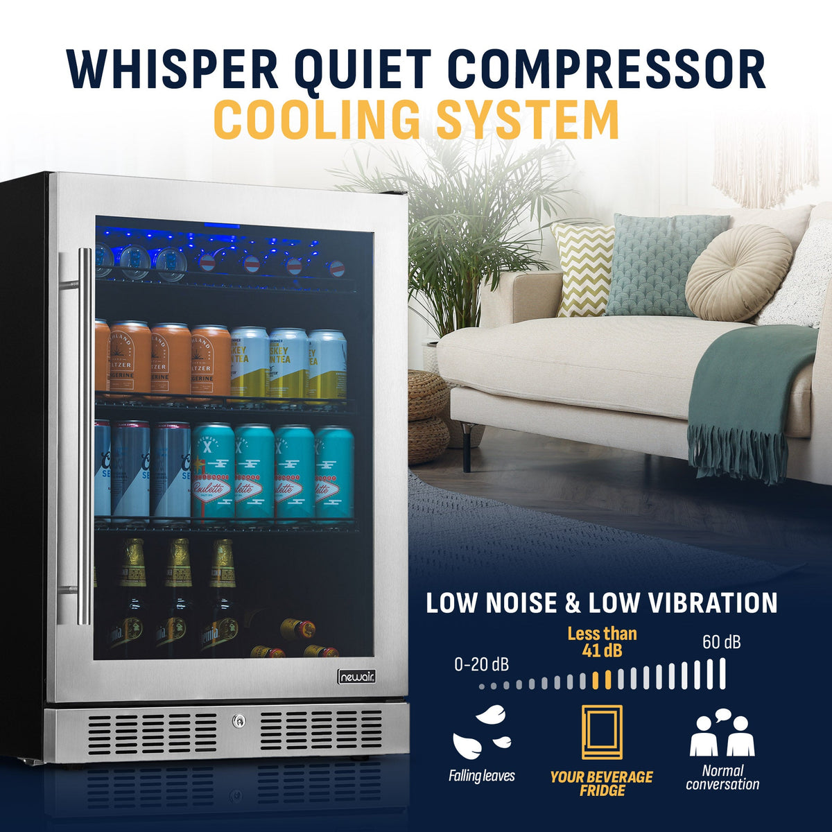 Newair® 224-Can Built-In Stainless Steel Beverage Fridge - 24"