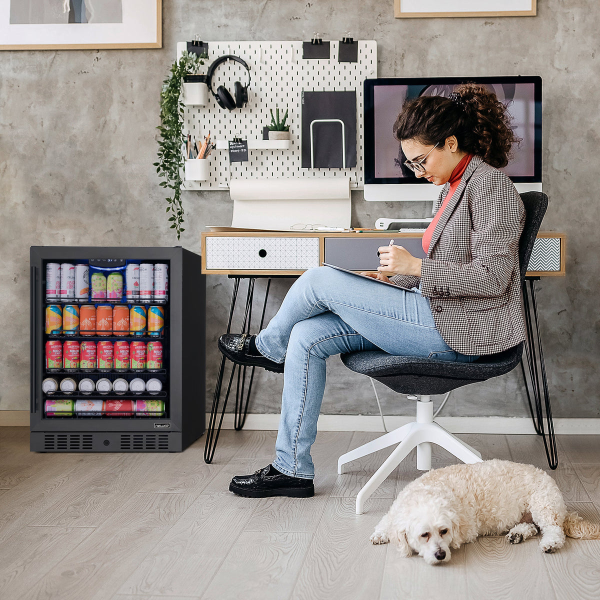 Newair® 177-Can Built-In or Freestanding Black Beverage Fridge - 24"