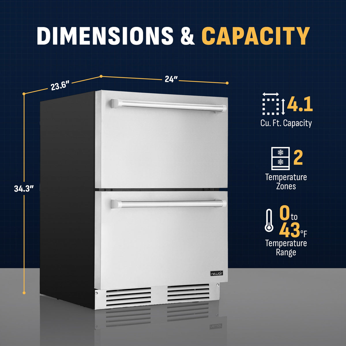 Newair® Undercounter Dual Zone Freezer & Refrigerator - 24"