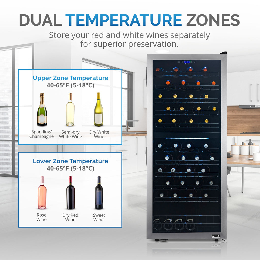 Newair® 98-Bottle 23" Stainless Steel Freestanding Dual Zone Wine Fridge