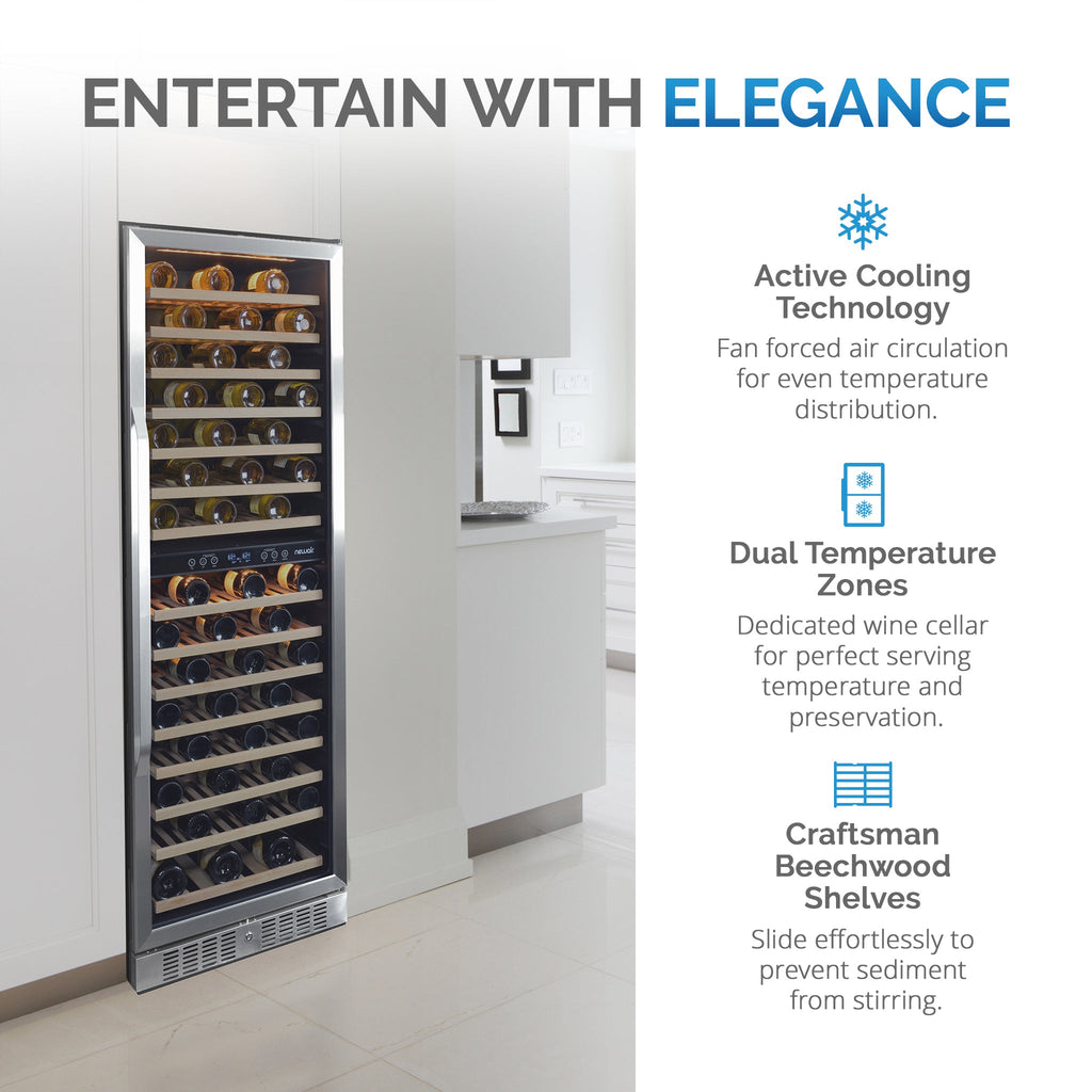 Newair® 160-Bottle 27" Built-In Dual Zone Wine Fridge - Stainless Steel