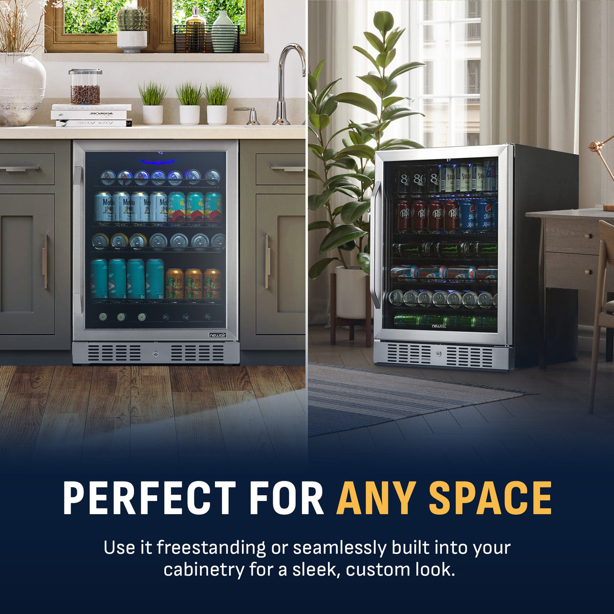 Newair® 177-Can Built-In Beverage Fridge in Stainless Steel - 24"