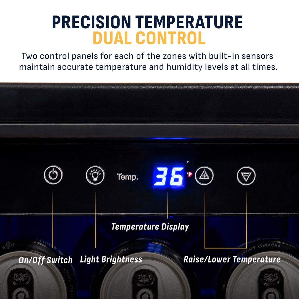 Newair® 24" Black Stainless Steel Dual Zone Wine and Beverage Fridge