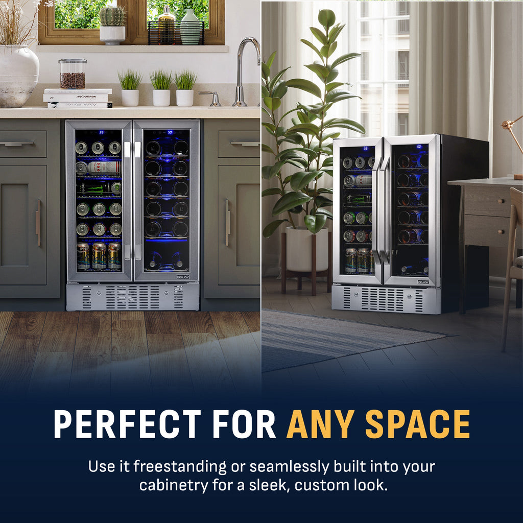 Newair® 24” Dual Zone Wine and Beverage Fridge in Stainless Steel