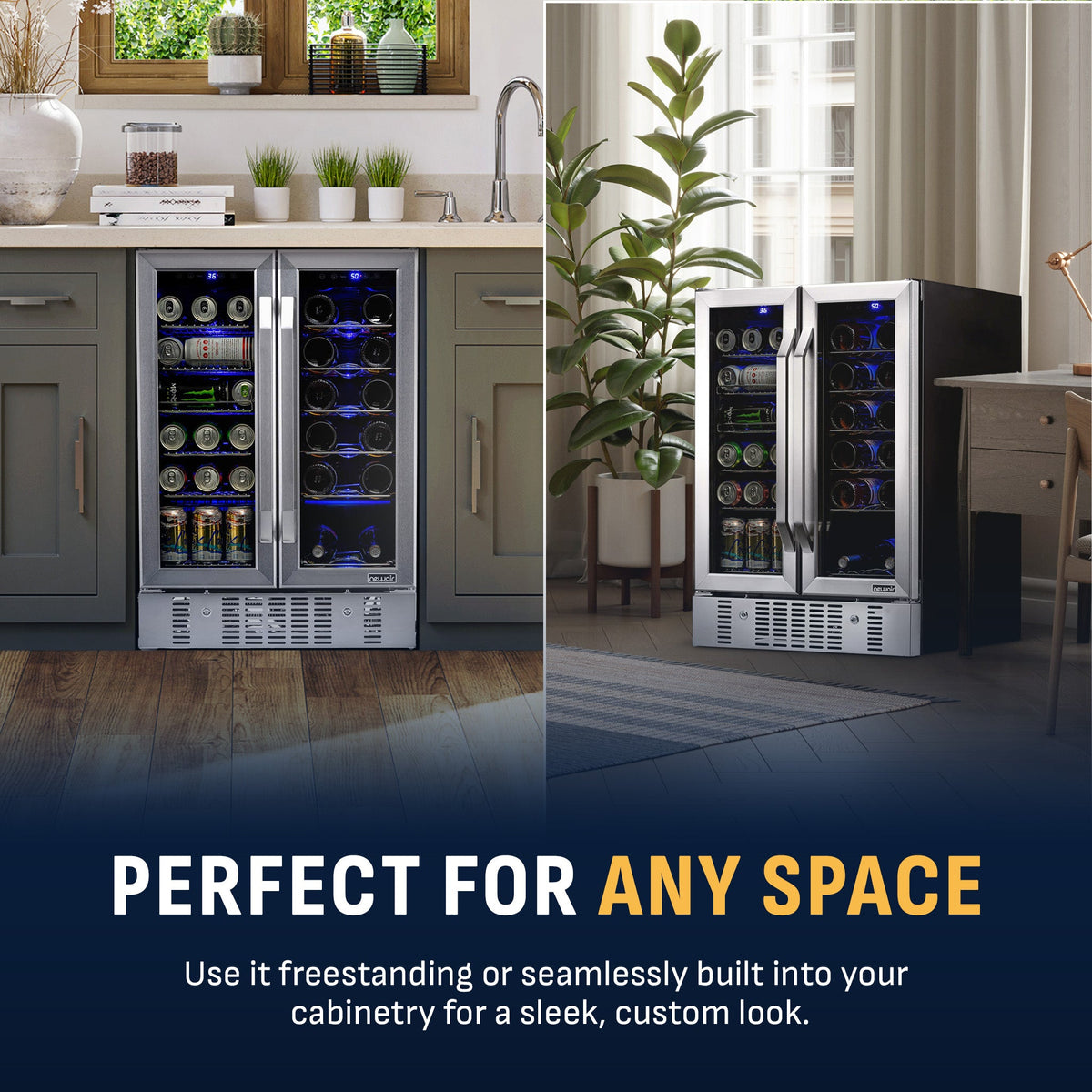 Newair® 24” Dual Zone Wine and Beverage Fridge in Stainless Steel