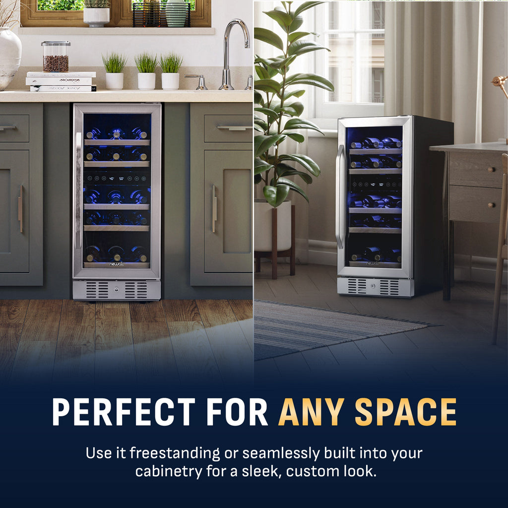 Newair® 29-Bottle 14.8" Stainless Steel Built-In Dual Zone Wine Fridge