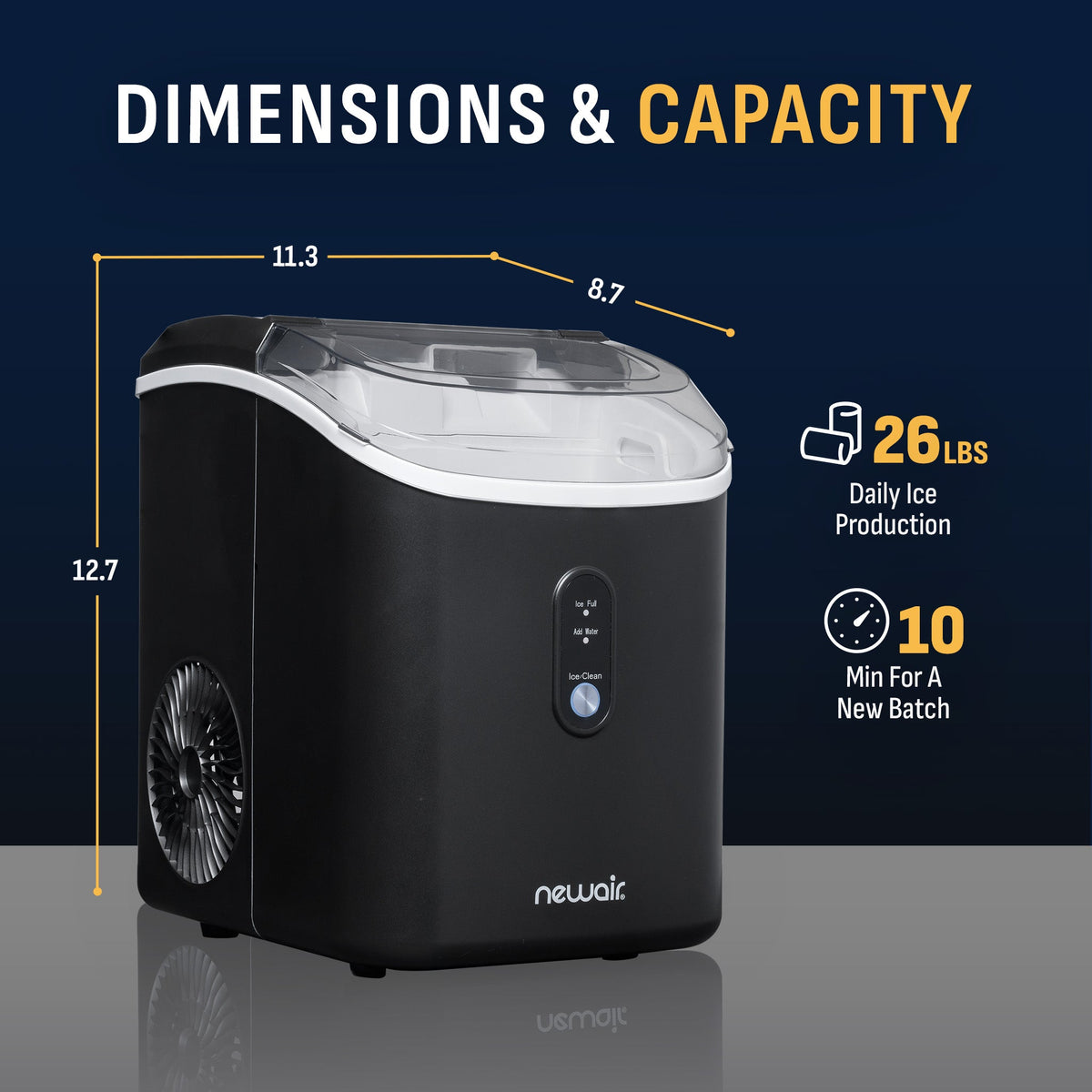 Newair® Countertop Nugget Ice Maker in Matte Black or Stainless Steel, 26 lbs/Day