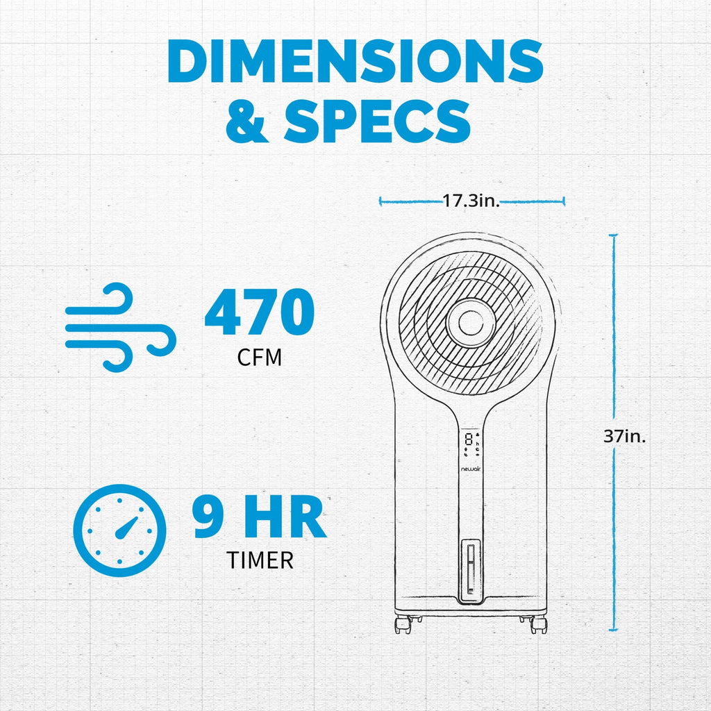 Newair® Evaporative Air Cooler and Portable Cooling Fan 470 CFM with Honeycomb Pad Cooling - Silver