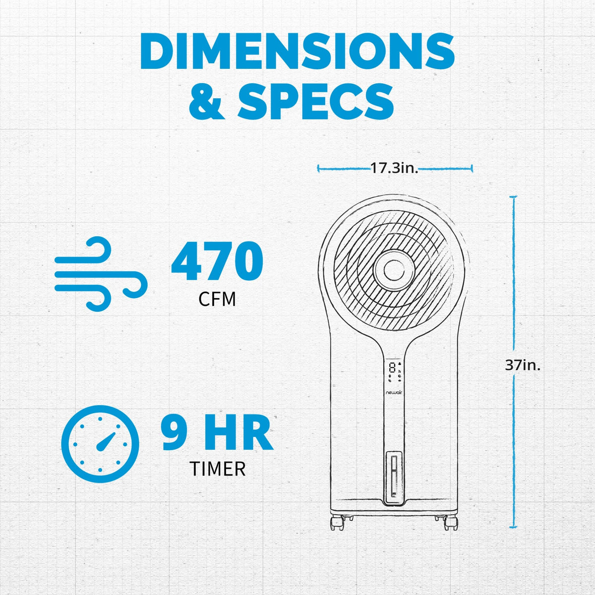 Newair® Evaporative Air Cooler and Portable Cooling Fan 470 CFM with Honeycomb Pad Cooling - Silver