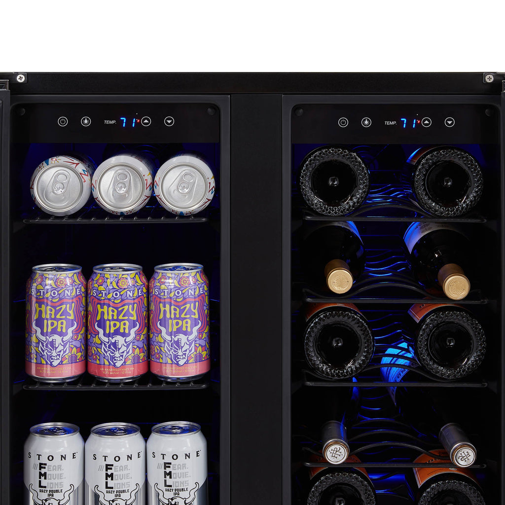 Newair® 24" Black Stainless Steel Dual Zone Wine and Beverage Fridge
