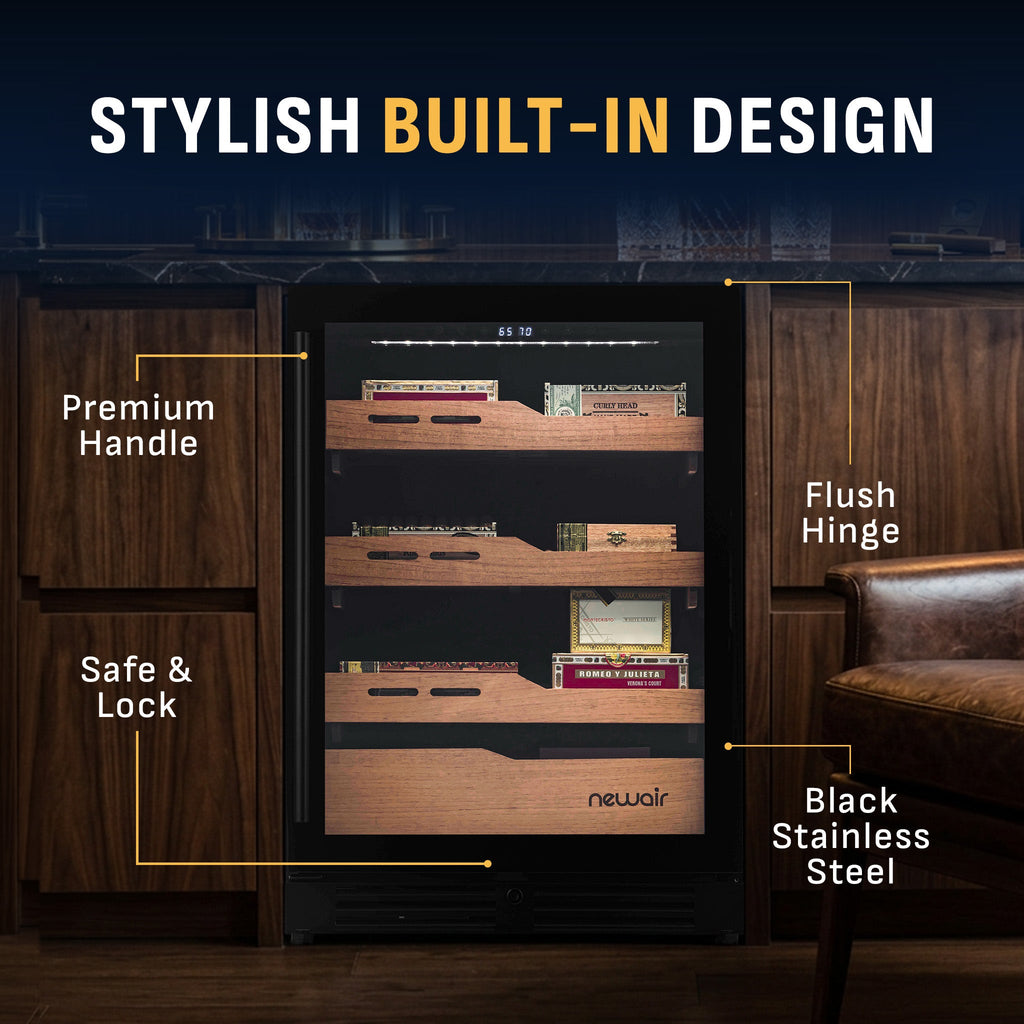Newair® Electric Cigar Humidor in Black, Built-In or Freestanding, 1,500 Count