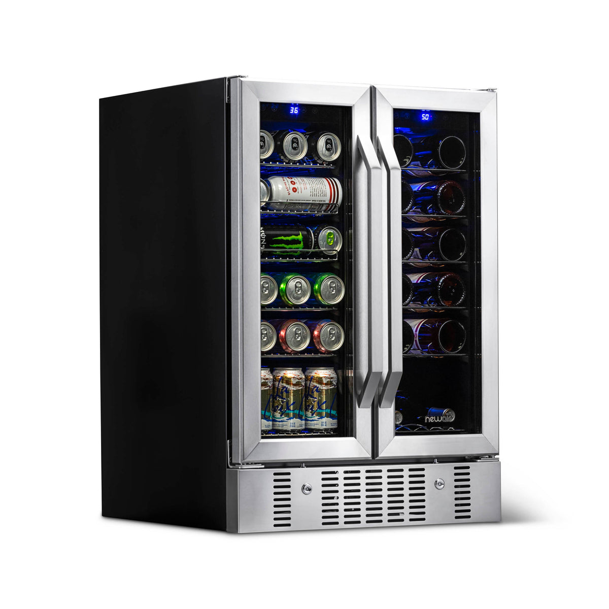Newair® 24” Dual Zone Wine and Beverage Fridge in Stainless Steel
