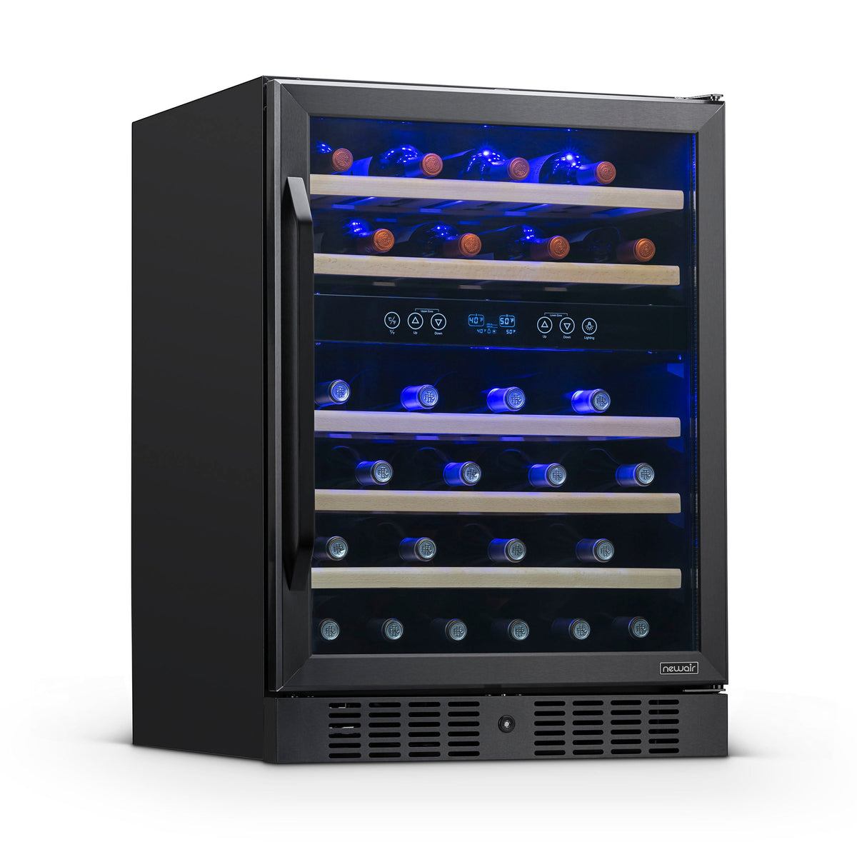 Newair® 46-Bottle 23.5" Black Stainless Steel Built-In Dual Zone Wine Cooler
