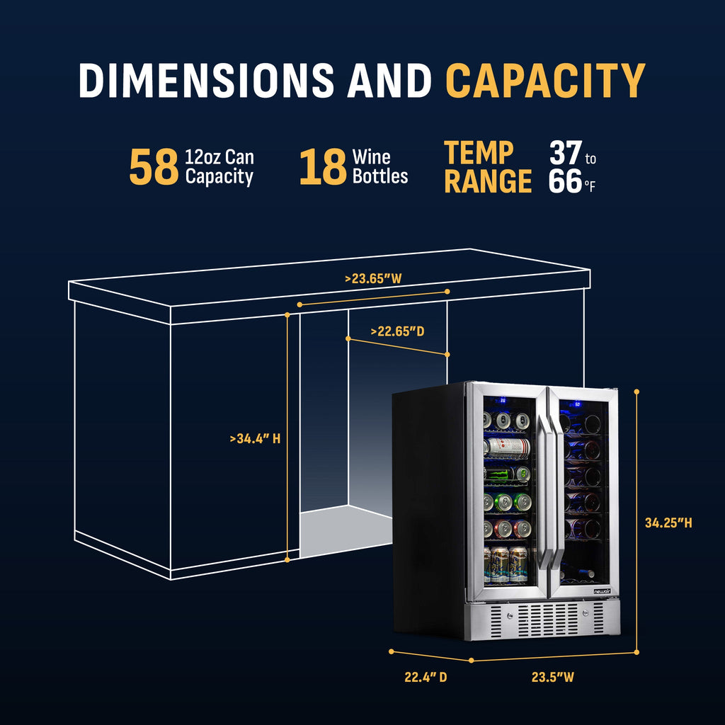 Newair® 24” Dual Zone Wine and Beverage Fridge in Stainless Steel