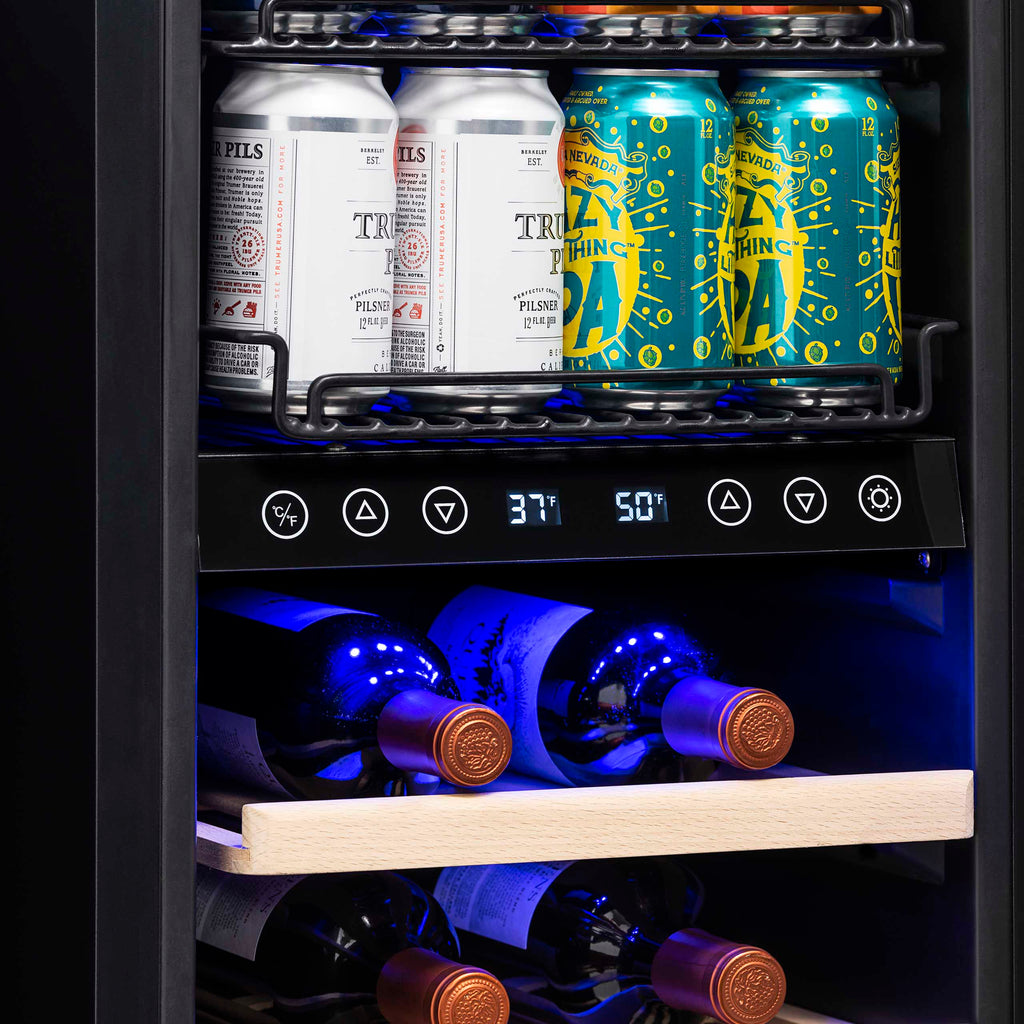 Newair® 48-Can, 9-Bottle Built-in Dual Zone Beverage Fridge - 15"