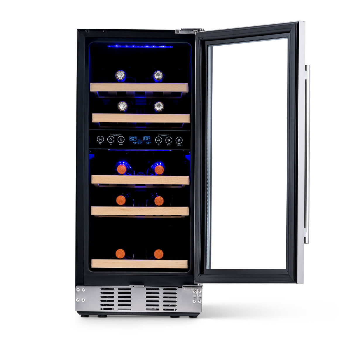 Newair® 29-Bottle 14.8" Stainless Steel Built-In Dual Zone Wine Fridge