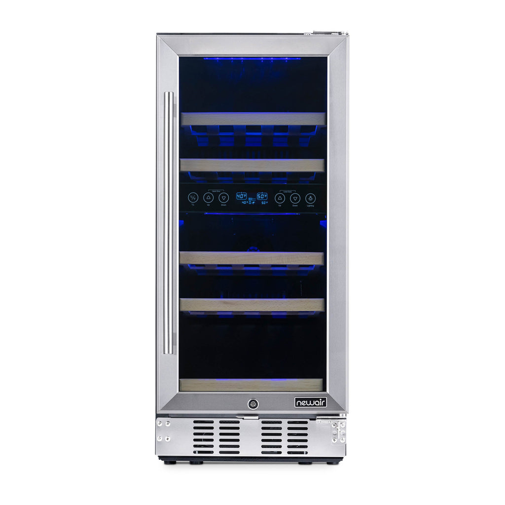 Newair® 29-Bottle 14.8" Stainless Steel Built-In Dual Zone Wine Fridge
