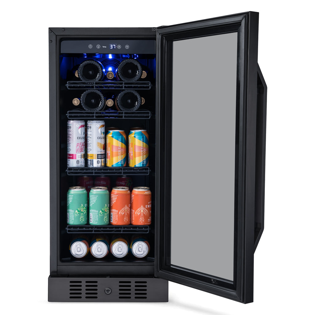 Newair® 80-Can, 33-Bottle Built-in Black Beverage Fridge - 15"