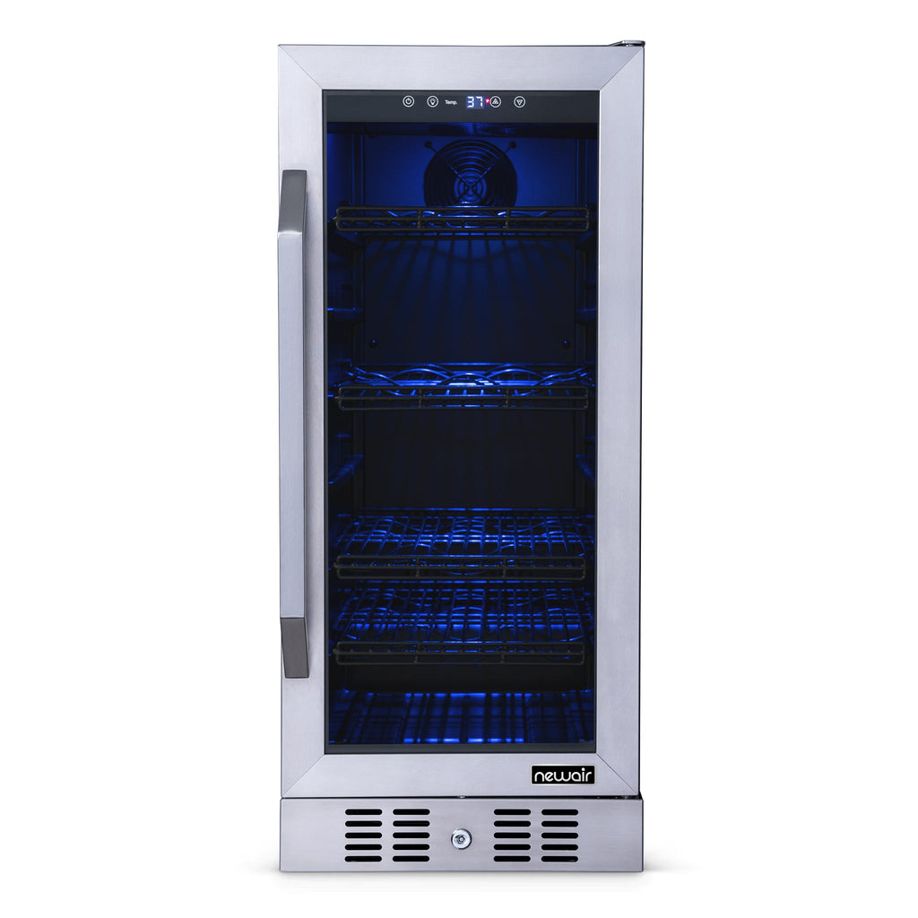 Newair® 80-Can, 33-Bottle Built-in Stainless Steel Beverage Fridge - 15"