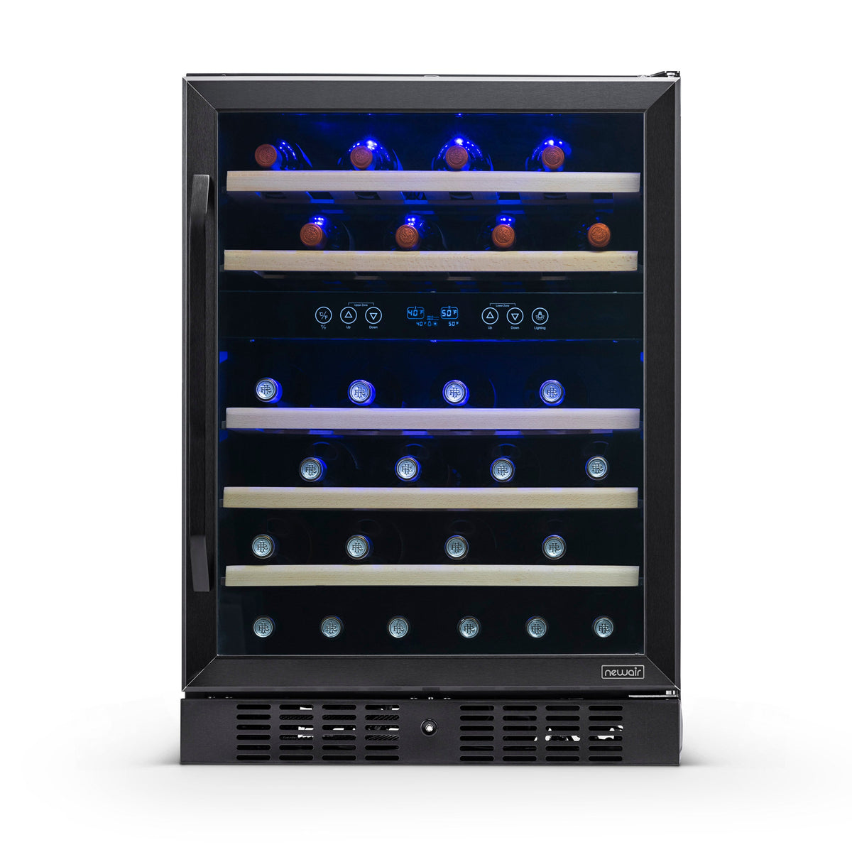 Newair® 46-Bottle 23.5" Black Stainless Steel Built-In Dual Zone Wine Cooler