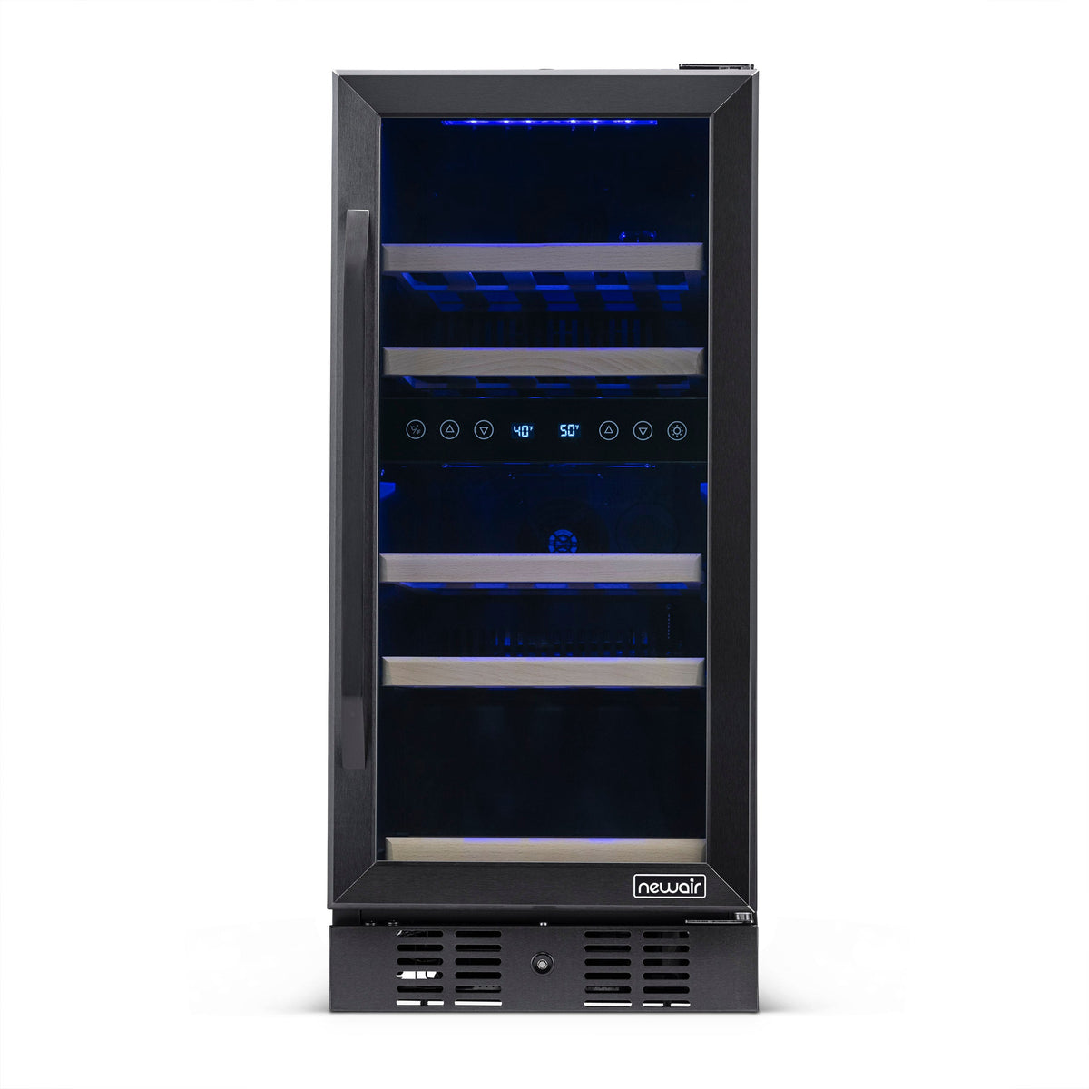 Newair® 29-Bottle 14.8" Black Built-In Dual Zone Wine Fridge