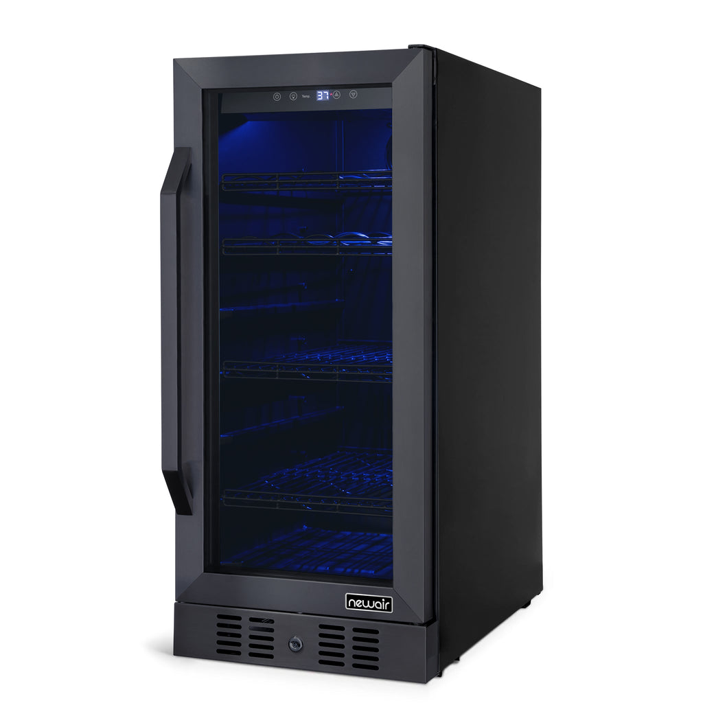 Newair® 80-Can, 33-Bottle Built-in Black Beverage Fridge - 15"