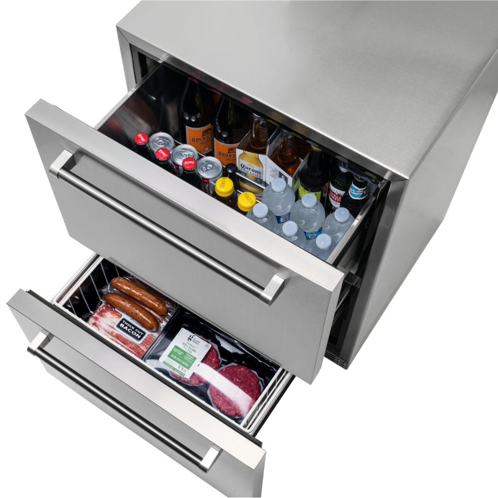Newair® 24" 4.0 Cu. Ft. Commercial Built-In Stainless Steel Dual Drawer Beverage Fridge 23.6"