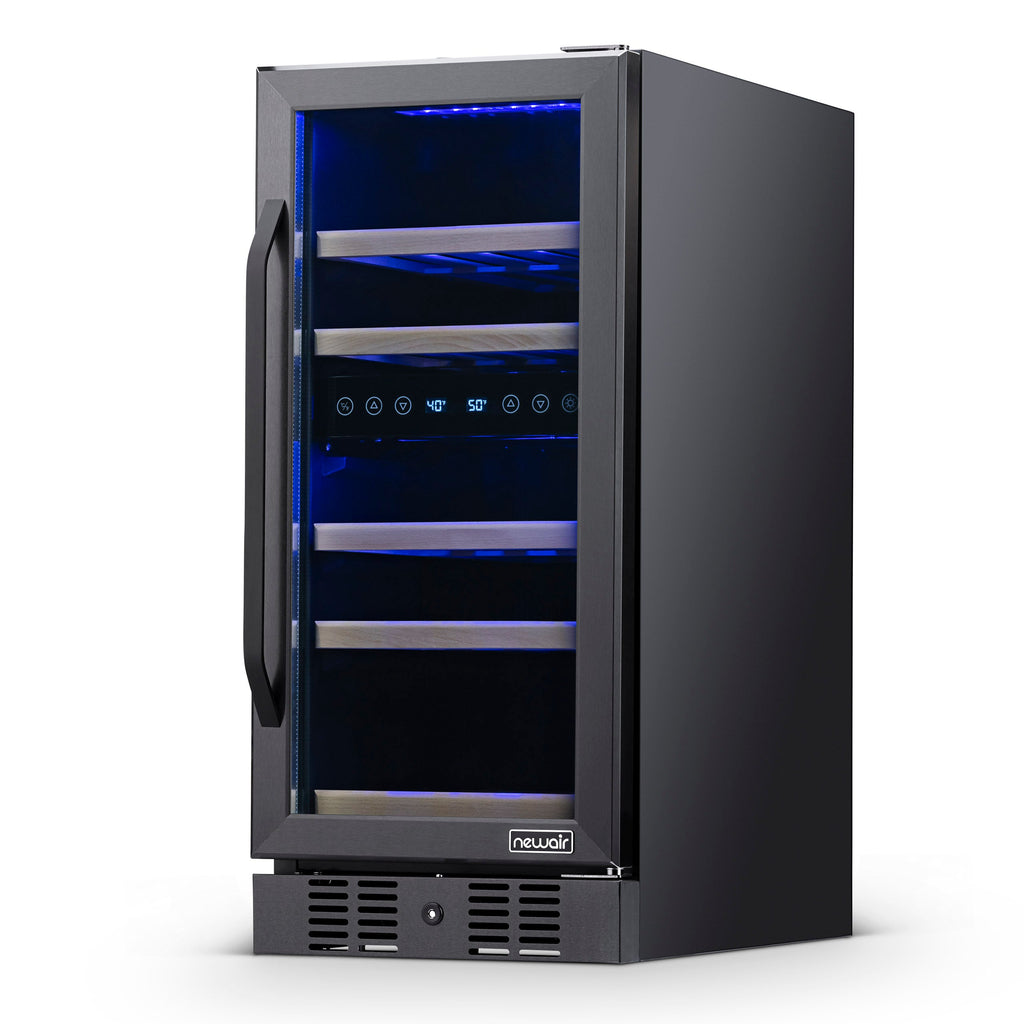Newair® 29-Bottle 14.8" Black Built-In Dual Zone Wine Fridge