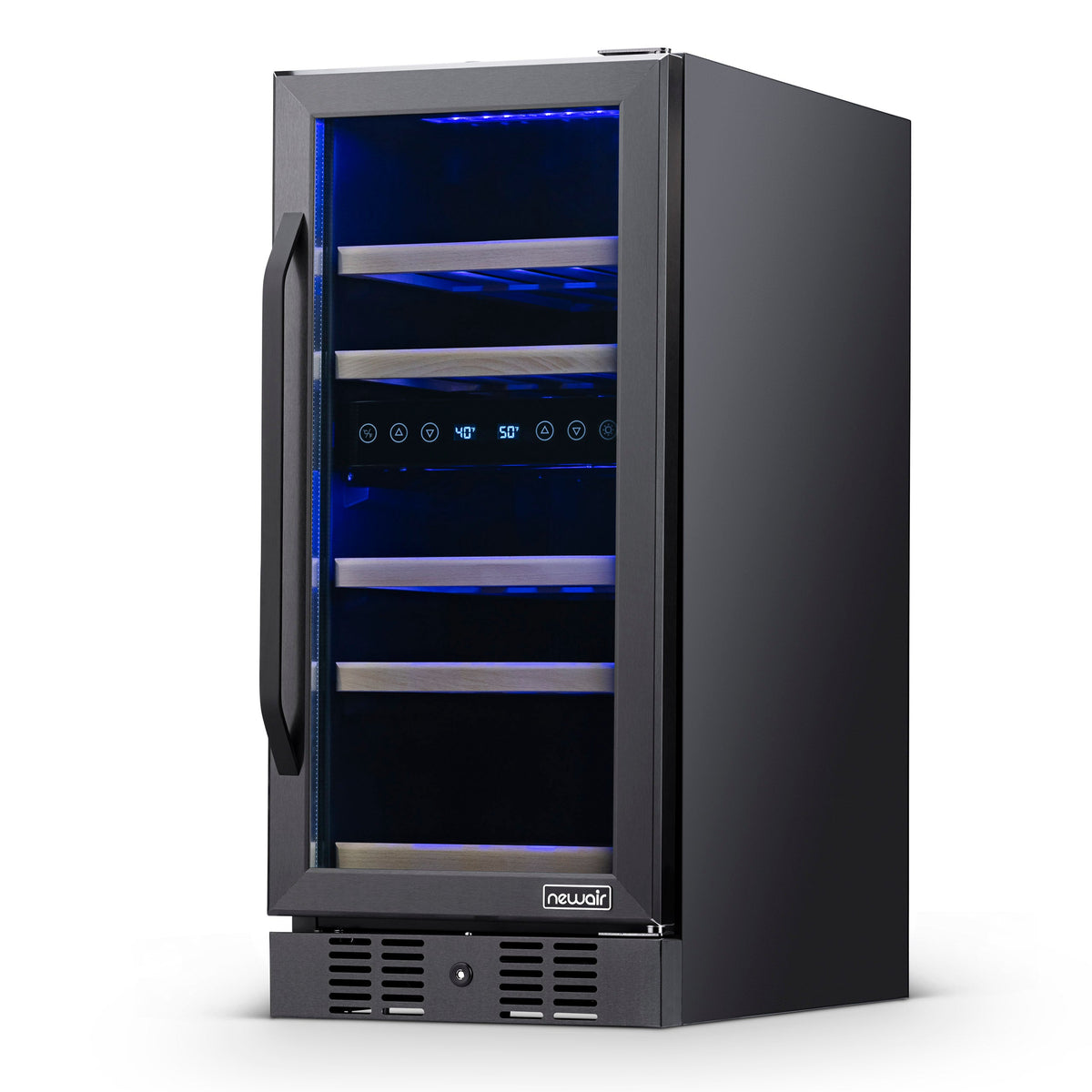 Newair® 29-Bottle 14.8" Black Built-In Dual Zone Wine Fridge