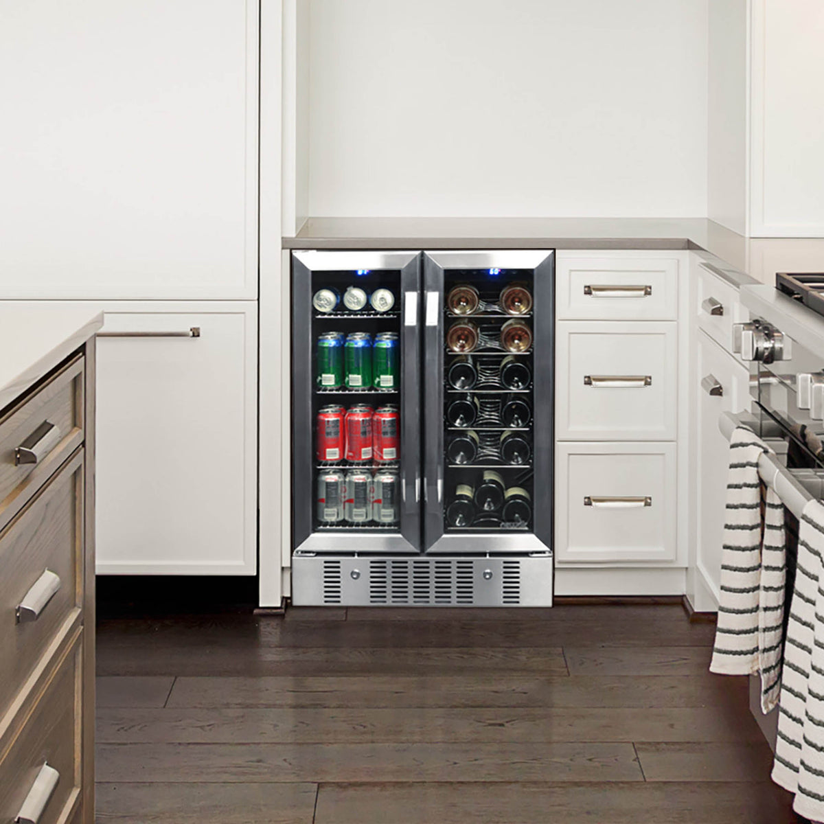 Newair® 24” Dual Zone Wine and Beverage Fridge in Stainless Steel