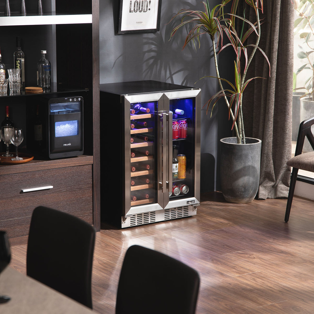 Newair® 24” Stainless Steel Dual-Zone Wine & Beverage Cooler, Built-In or Freestanding