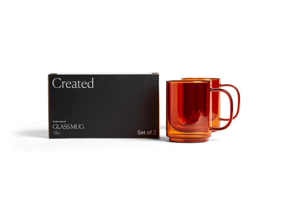 Cove 12oz Glass Mug - Set of 2 - Amber