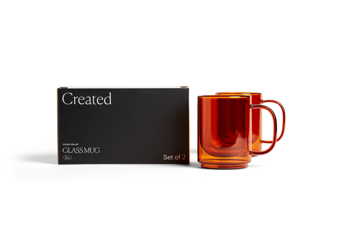 Cove 12oz Glass Mug - Set of 2 - Amber