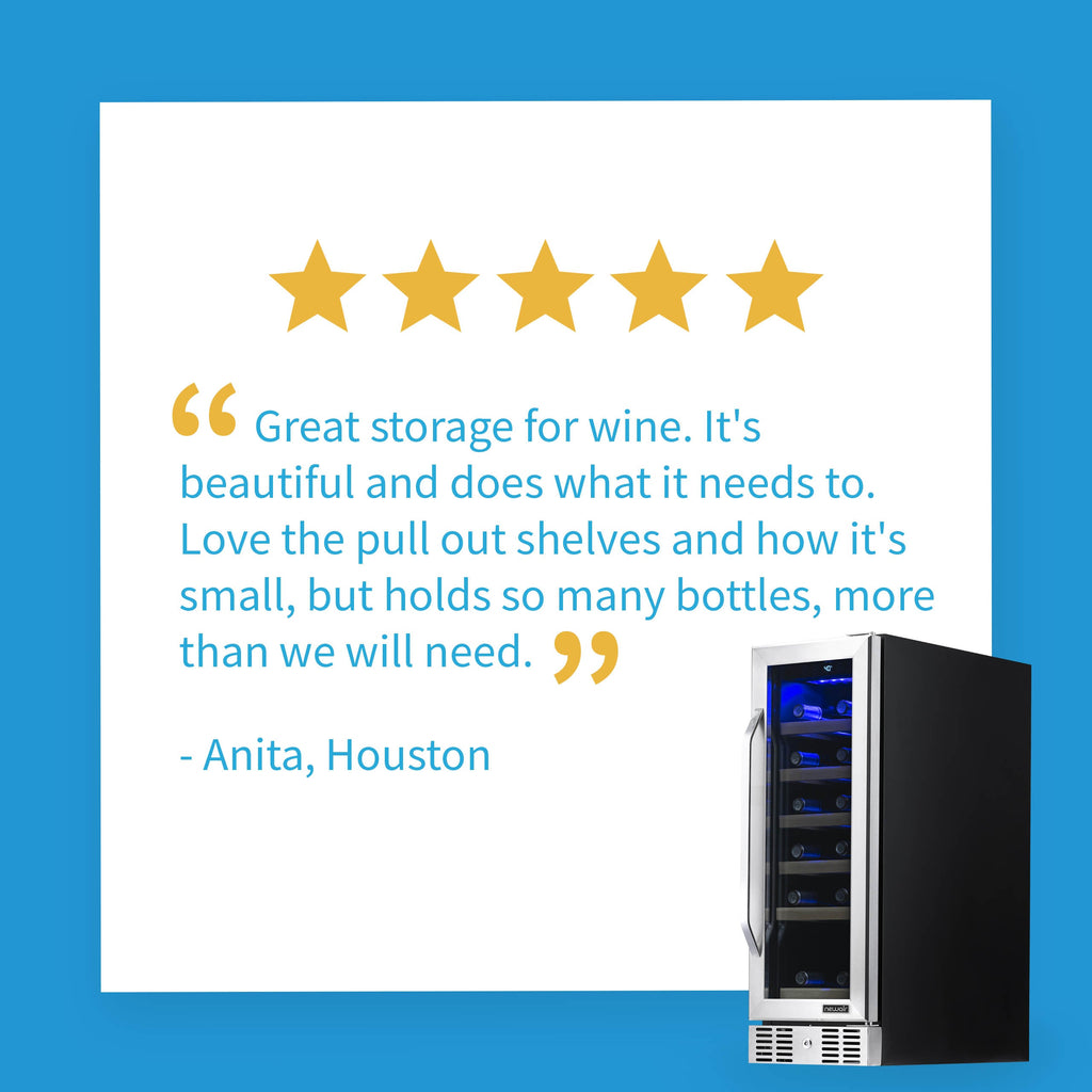 Newair® 19-Bottle 12" Built-In Wine Fridge - Stainless Steel