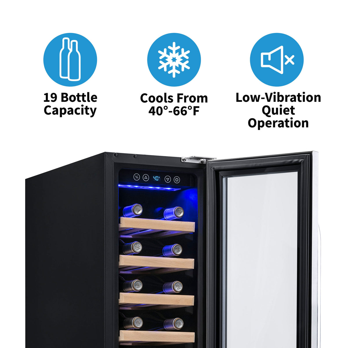 Newair® 19-Bottle 12" Built-In Wine Fridge - Stainless Steel