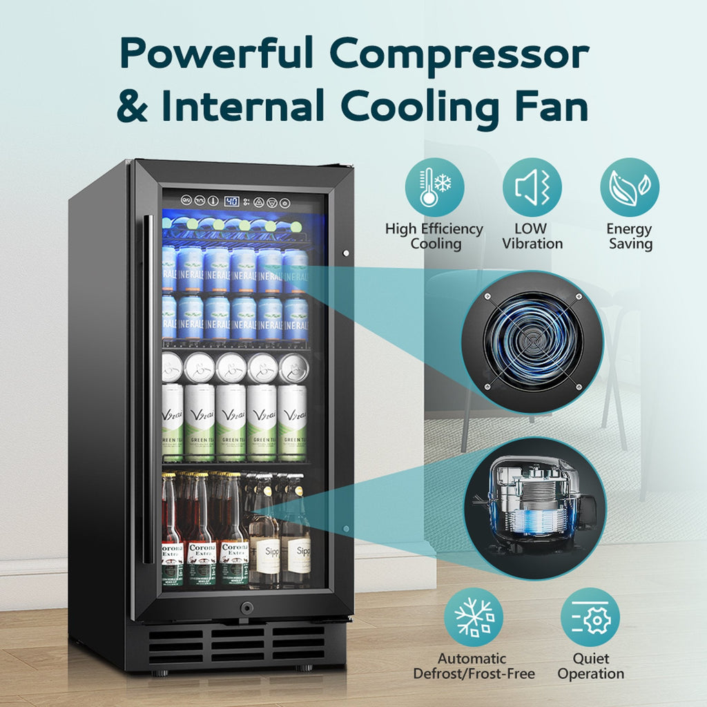 EUHOMY 130 Can Beverage Refrigerator Cooler, 3.2 Cu.Ft Under Counter Drink Fridge for Soda, Water & Wine, Adjustable Temperature Control for Home Kitchen Bar