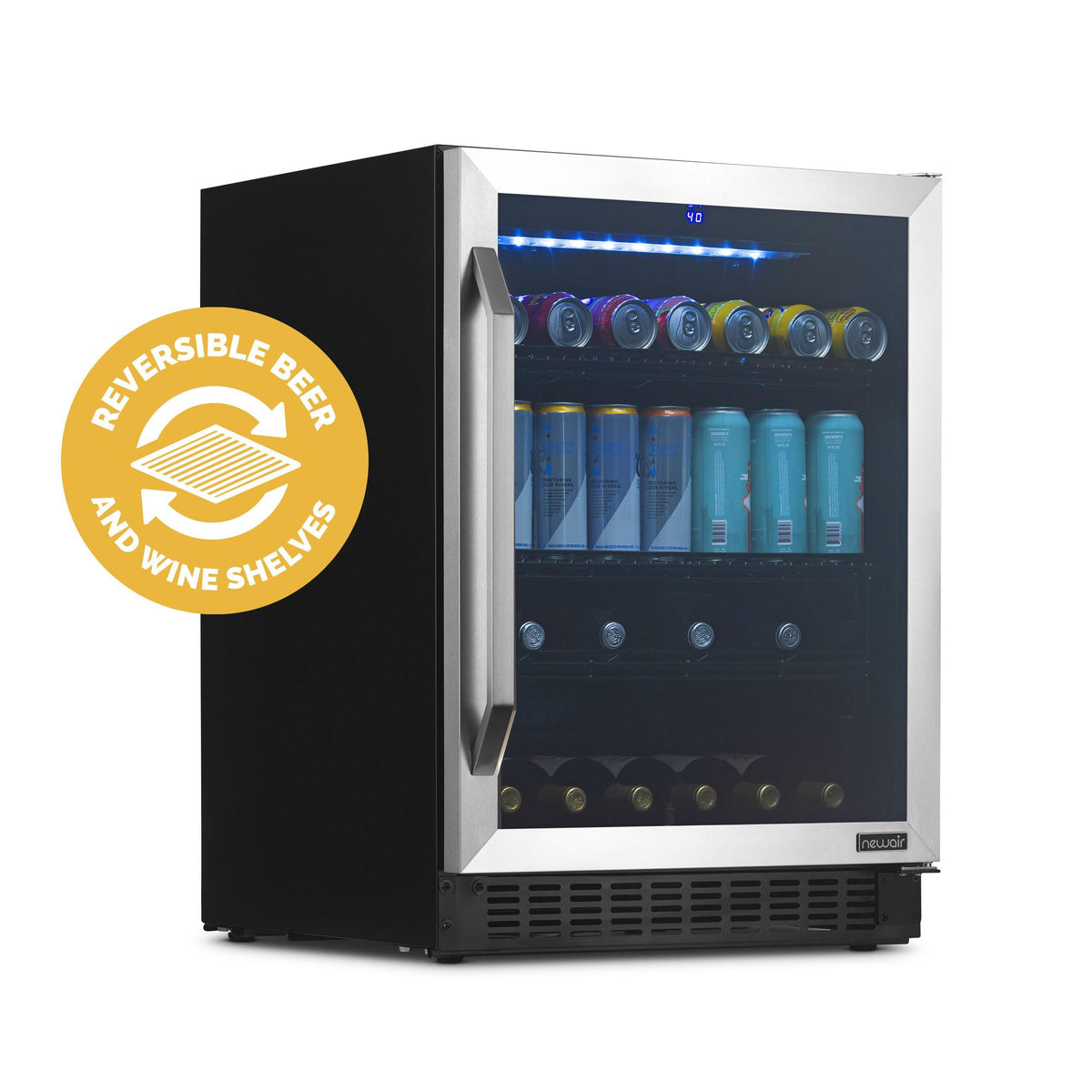 Newair® 179-Can, 49-Bottle Built-in or Freestanding Beverage Fridge - 24"