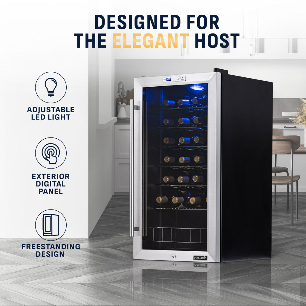 Newair® 27-Bottle 16.9" Stainless Steel Freestanding Wine Fridge