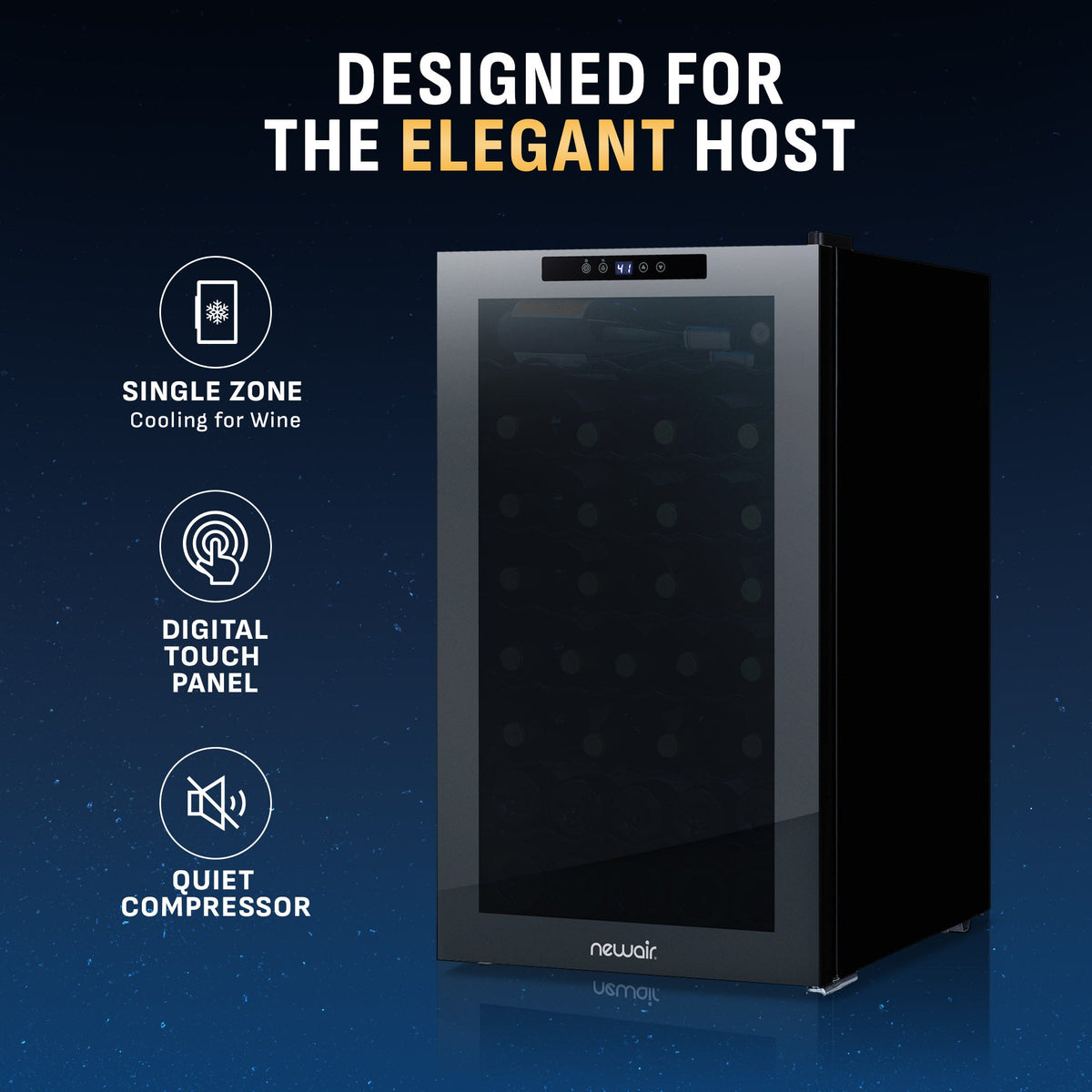 Newair® 51-Bottle 19.5" Black Freestanding Wine Fridge