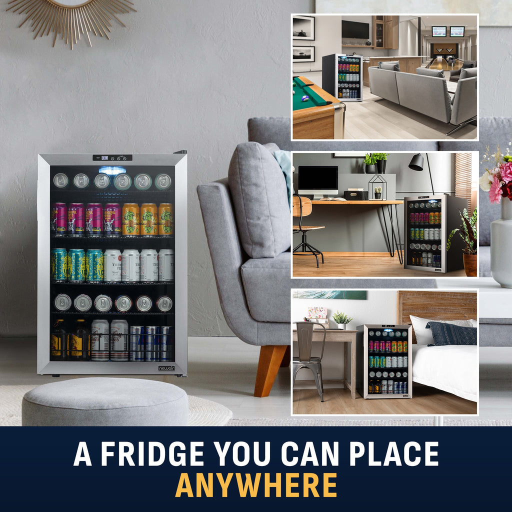 Newair® 160-Can Freestanding Stainless Steel Beverage Fridge - 21.3"